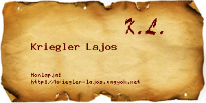 Kriegler Lajos névjegykártya