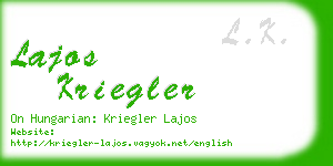 lajos kriegler business card